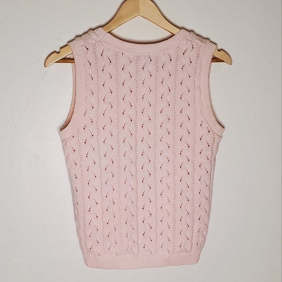 Baby Pink Sleeveless Cable Knit Shell Tank Sweater - Picture 5 of 13
